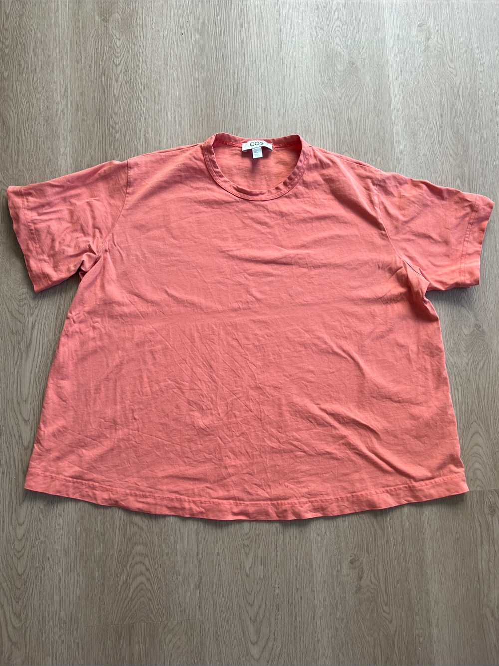 COS Oversized Thick Cotton T-Shirt in Coral Colourway
